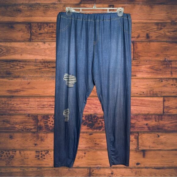 5 for $25🔥SHEIN Curve Jean Print Leggings 3XL - Picture 1 of 7